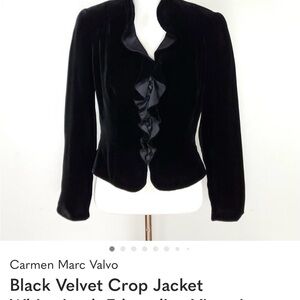 Carmen Marc Valvo Elegant Black Velvet Blazer